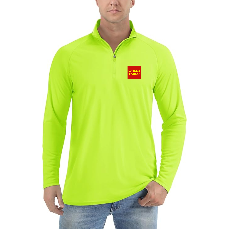 Men's Wells Fargo Logo Lightweight Quarter-Zip Athletic Shirt Long Sleeve Performance Wear