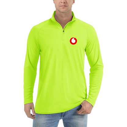 Men's Vodafone Logo Lightweight Quarter-Zip Athletic Shirt Long Sleeve Performance Wear