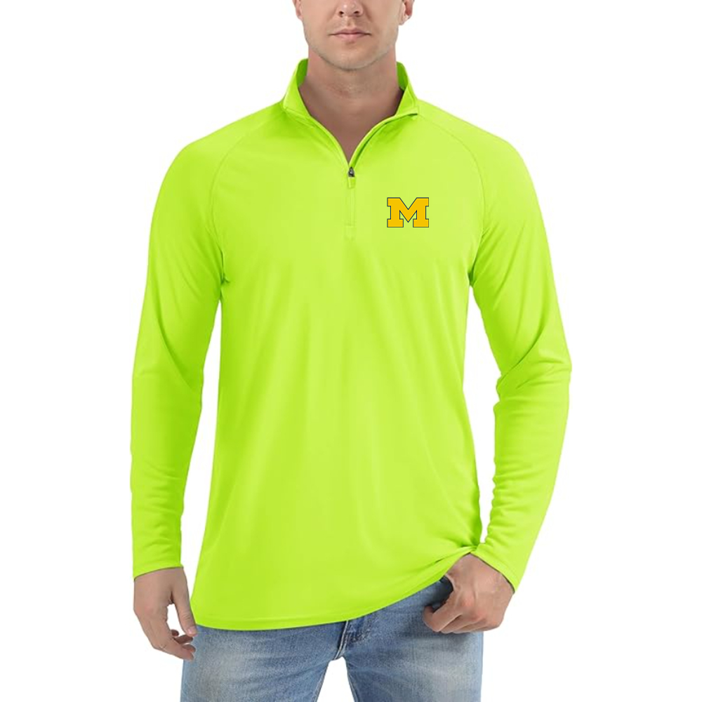 Men's Michigan Wolverines Logo Lightweight Quarter-Zip Athletic Shirt Long Sleeve Performance Wear