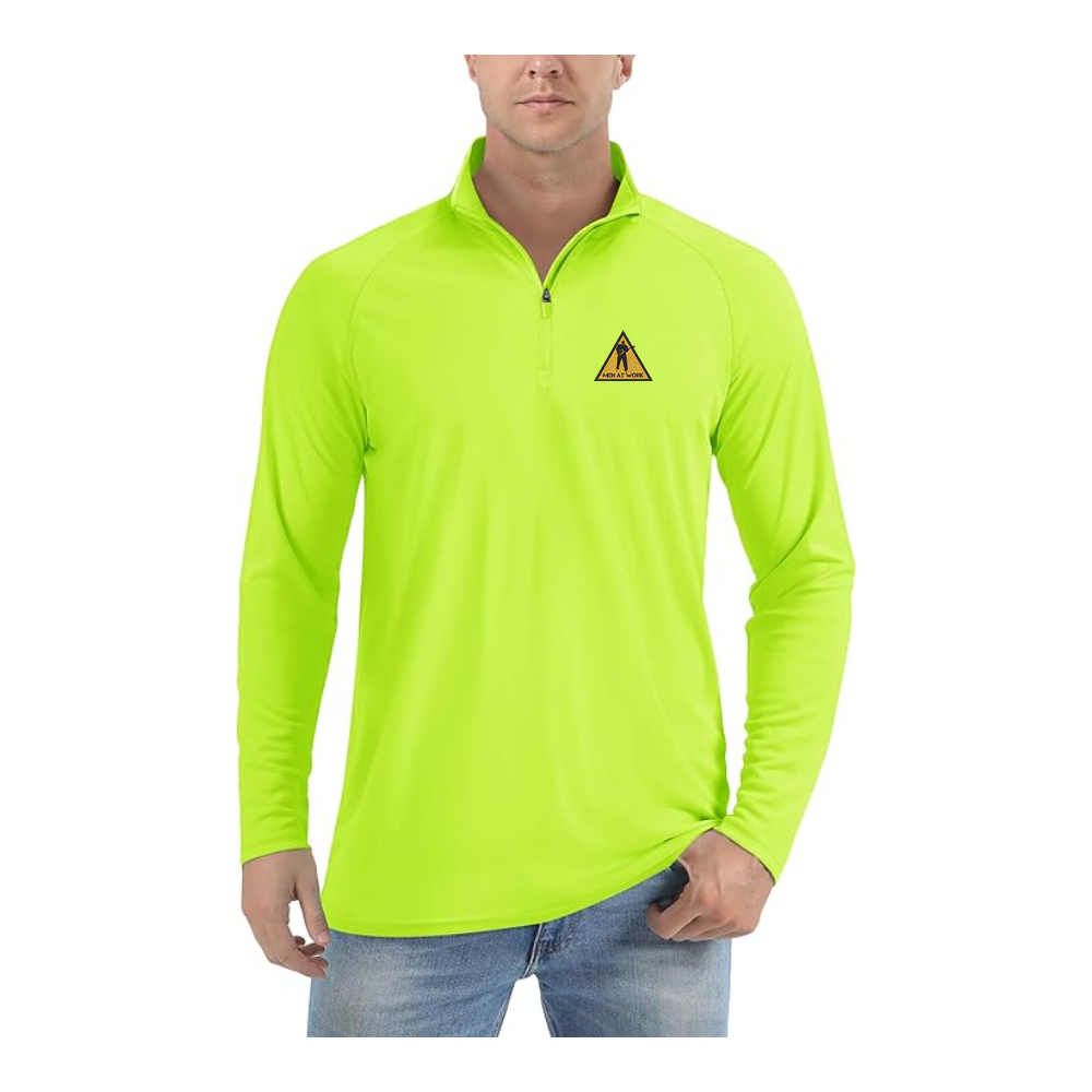 Men's Men at Work Logo Lightweight Quarter-Zip Athletic Shirt Long Sleeve Performance Wear