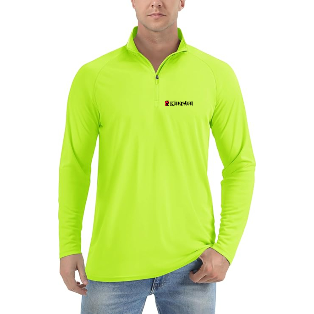 Men's Kingston Logo Lightweight Quarter-Zip Athletic Shirt Long Sleeve Performance Wear