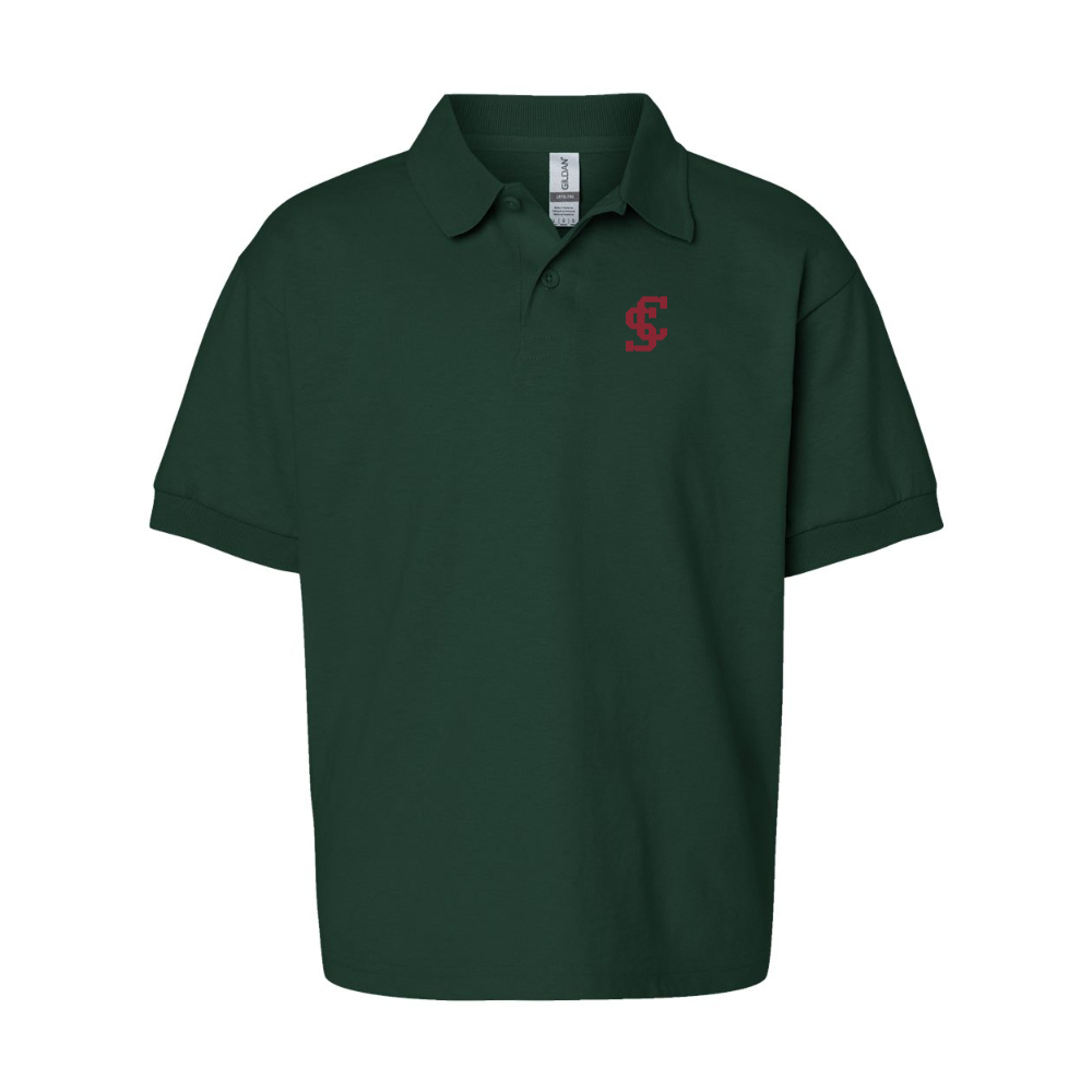 Youth Santa Clara Broncos Logo Gildan Dry Blend Jersey Polo