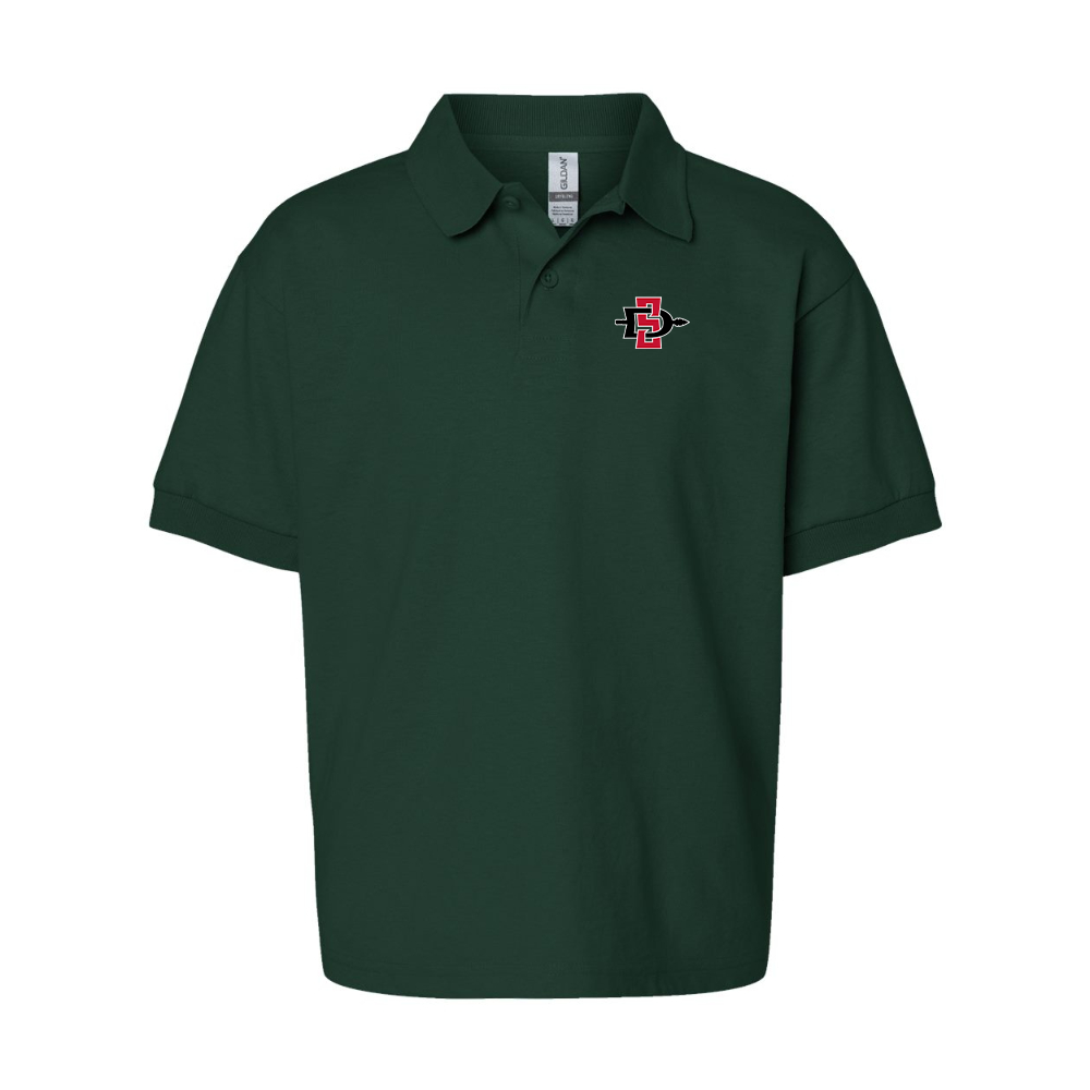 Youth San Diego State Aztecs Logo Gildan Dry Blend Jersey Polo