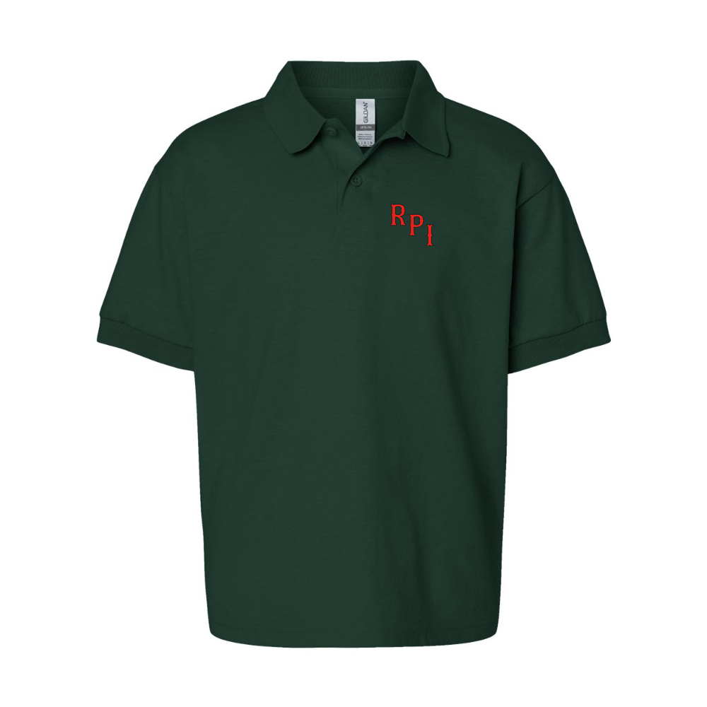 Youth RPI Engineers Logo Gildan Dry Blend Jersey Polo