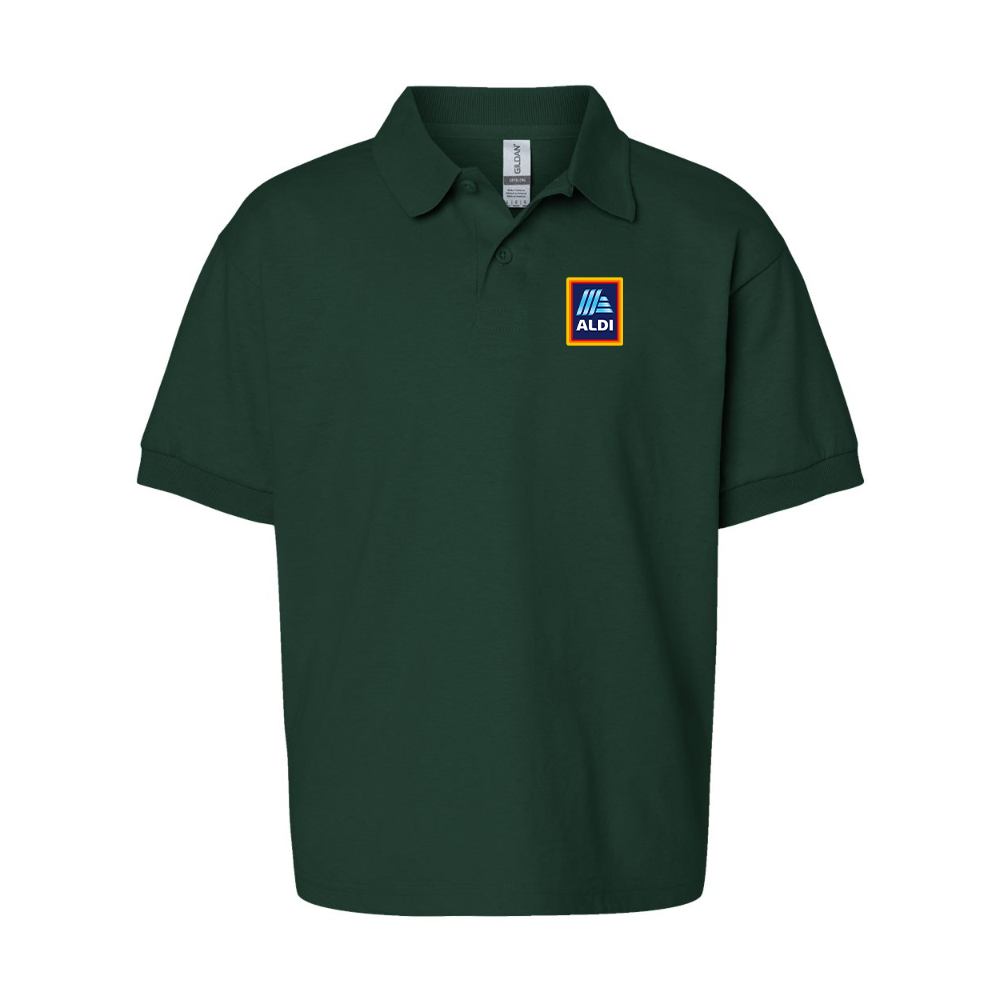 Youth Aldi Logo Gildan Dry Blend Jersey Polo