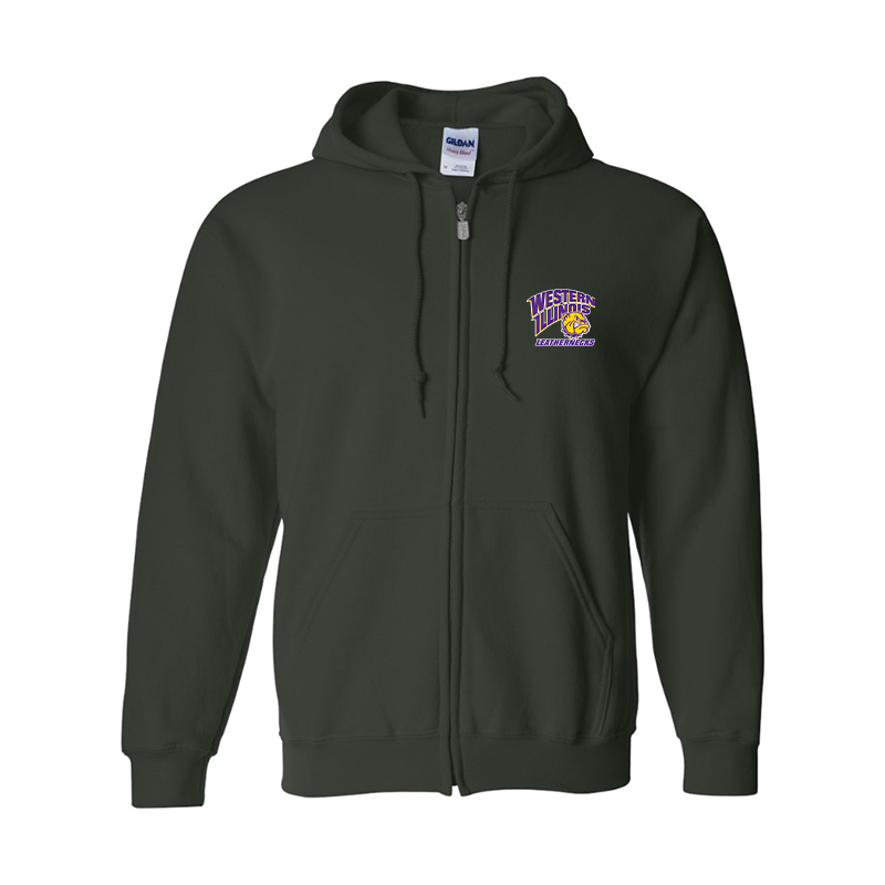 Men's Western Illinois Leathernecks Gildan  Heavy Blend Full Zip Hooded Sweatshirt