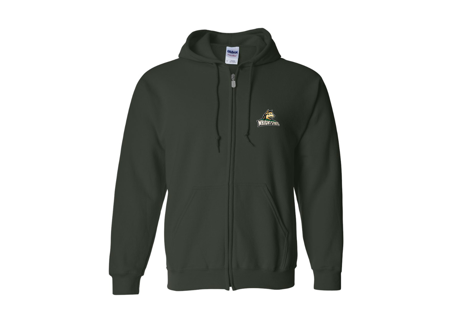Men's Wright State Raiders Gildan  Heavy Blend Full Zip Hooded Sweatshirt