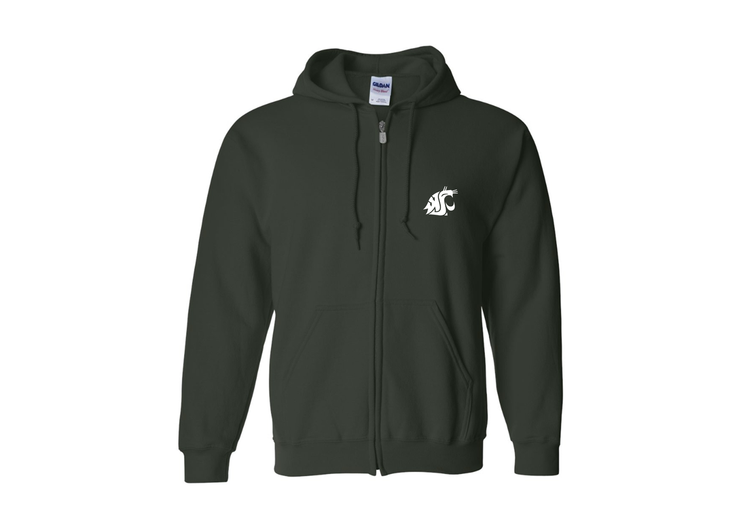 Men's Washington State Cougars Gildan  Heavy Blend Full Zip Hooded Sweatshirt