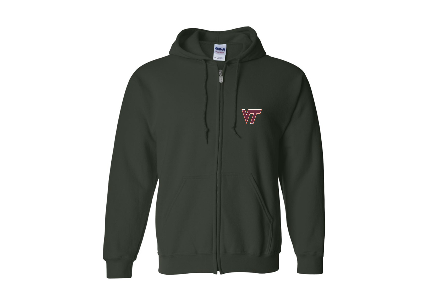 Men's Virginia Tech Hokies Gildan Heavy Blend Full Zip Hooded Sweatshirt