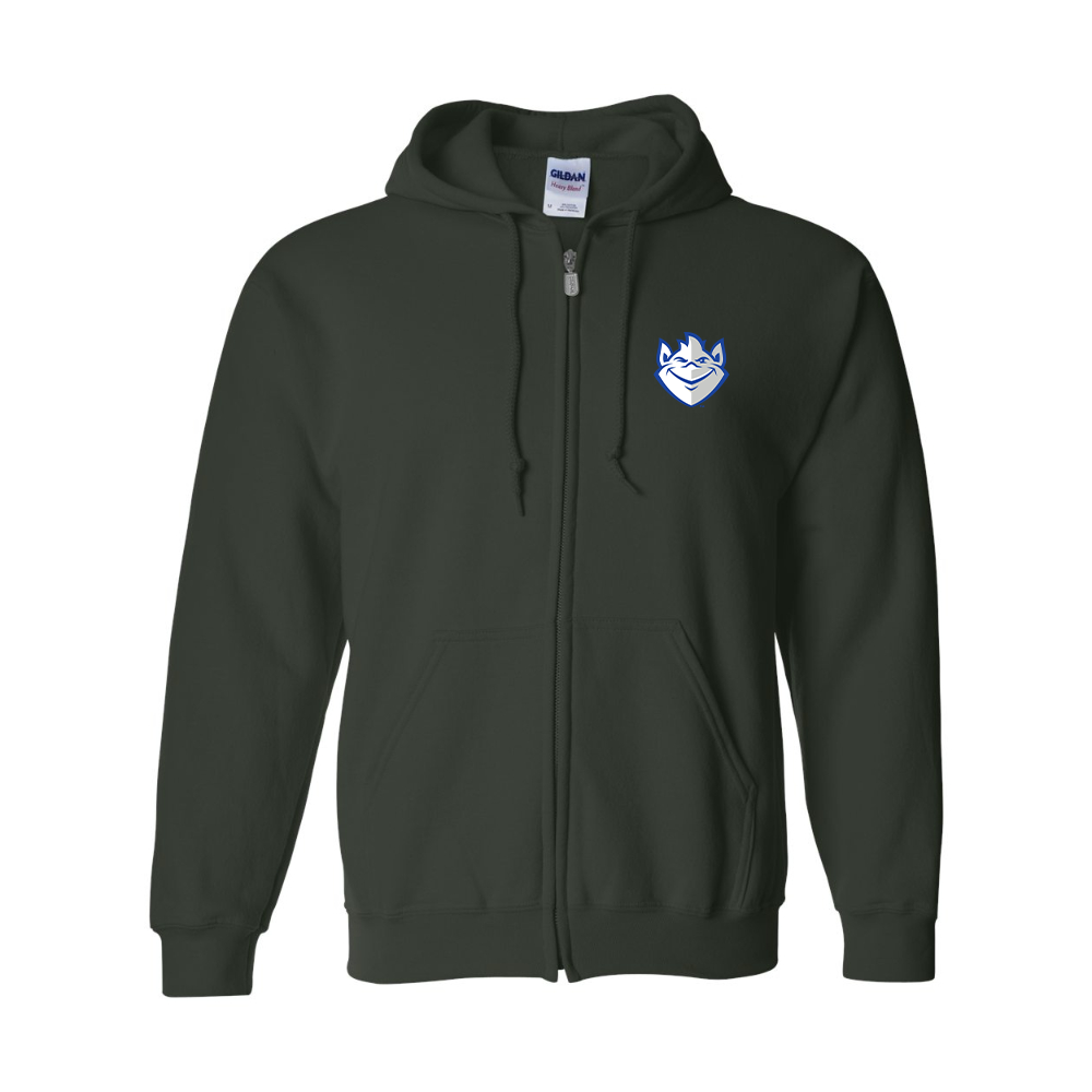 Men's Saint Louis Billikens Logo Gildan  Heavy Blend Full Zip Hooded Sweatshirt