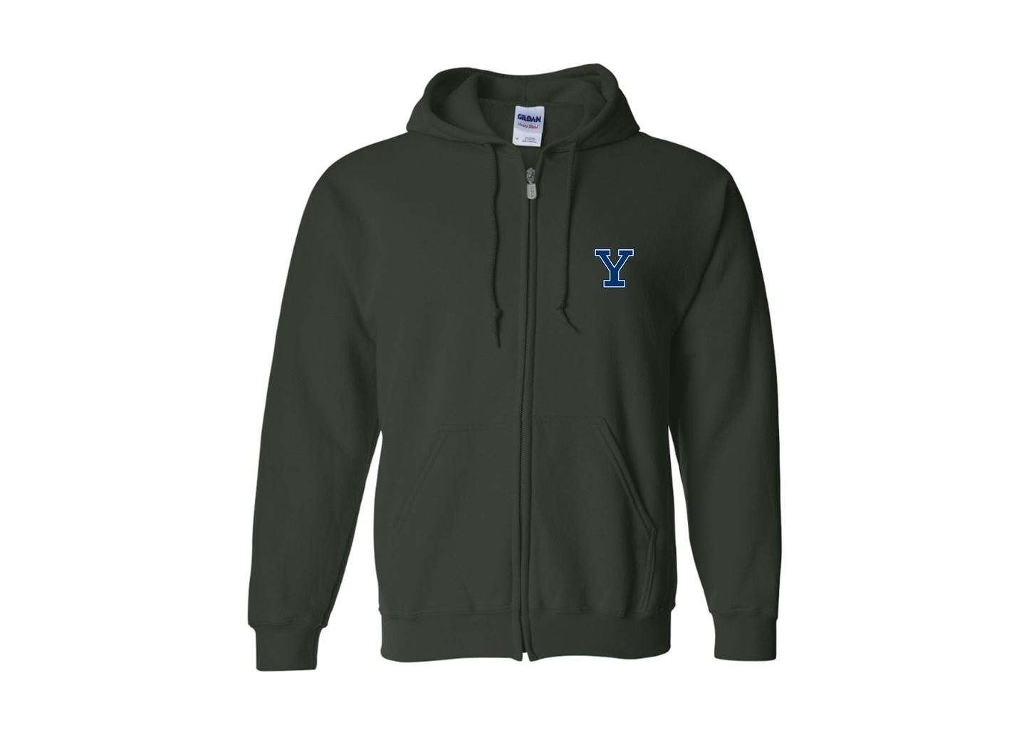 Men's Yale Bulldogs Gildan  Heavy Blend Full Zip Hooded Sweatshirt