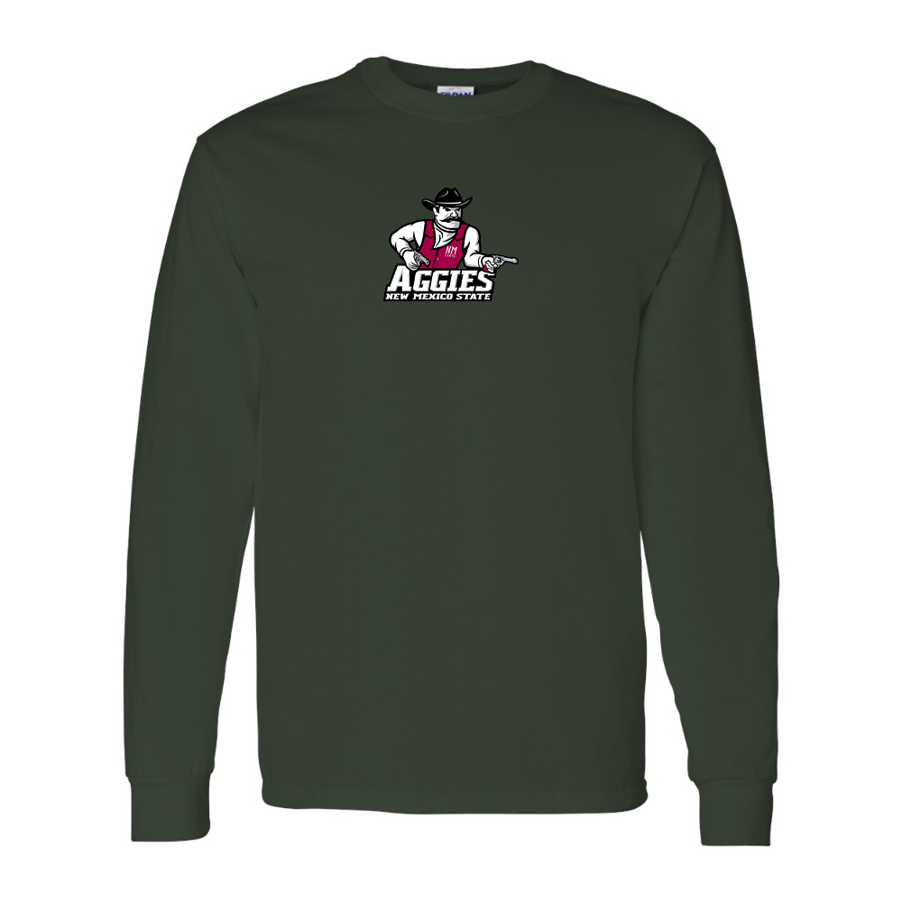 Men's Aggies New Mexico State Logo Gildan Heavy Cotton Long Sleeve T-Shirt