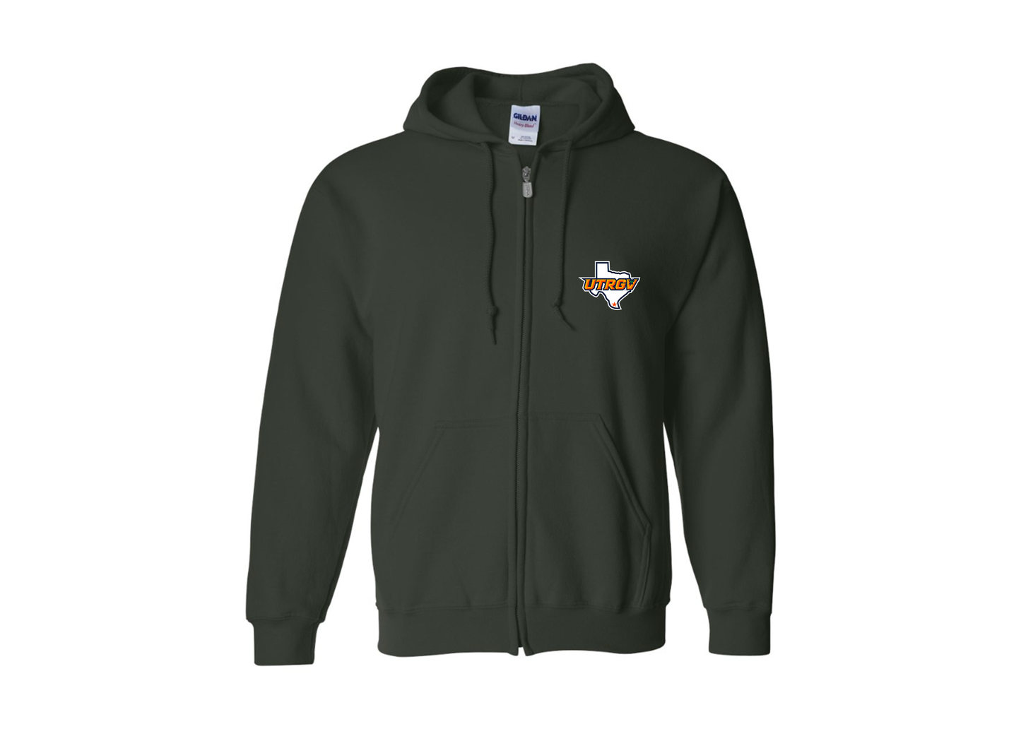 Men's UTRGV Vaqueros Gildan  Heavy Blend Full Zip Hooded Sweatshirt