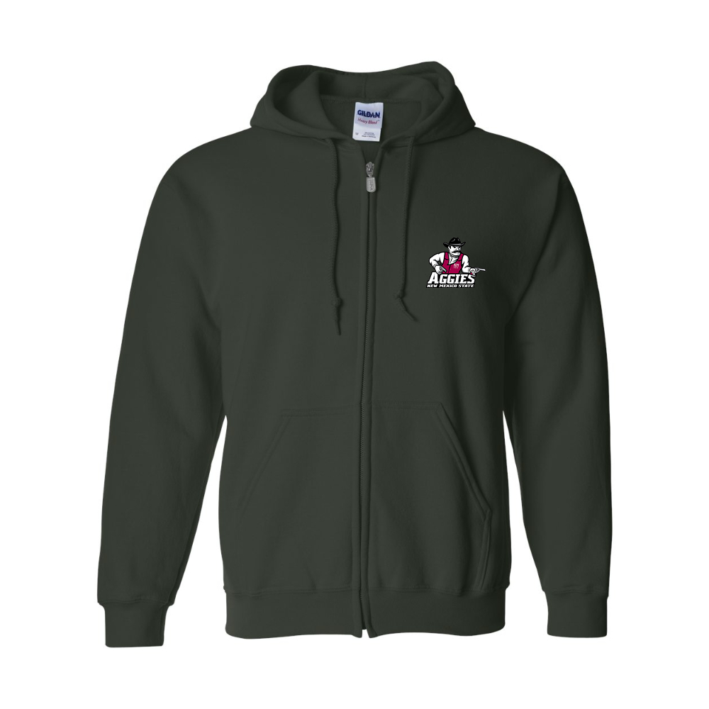 Men's Aggies New Mexico State Logo Gildan  Heavy Blend Full Zip Hooded Sweatshirt