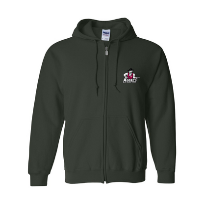 Men's Aggies New Mexico State Logo Gildan  Heavy Blend Full Zip Hooded Sweatshirt