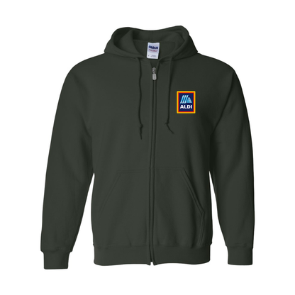 Men's Aldi Logo Gildan  Heavy Blend Full Zip Hooded Sweatshirt