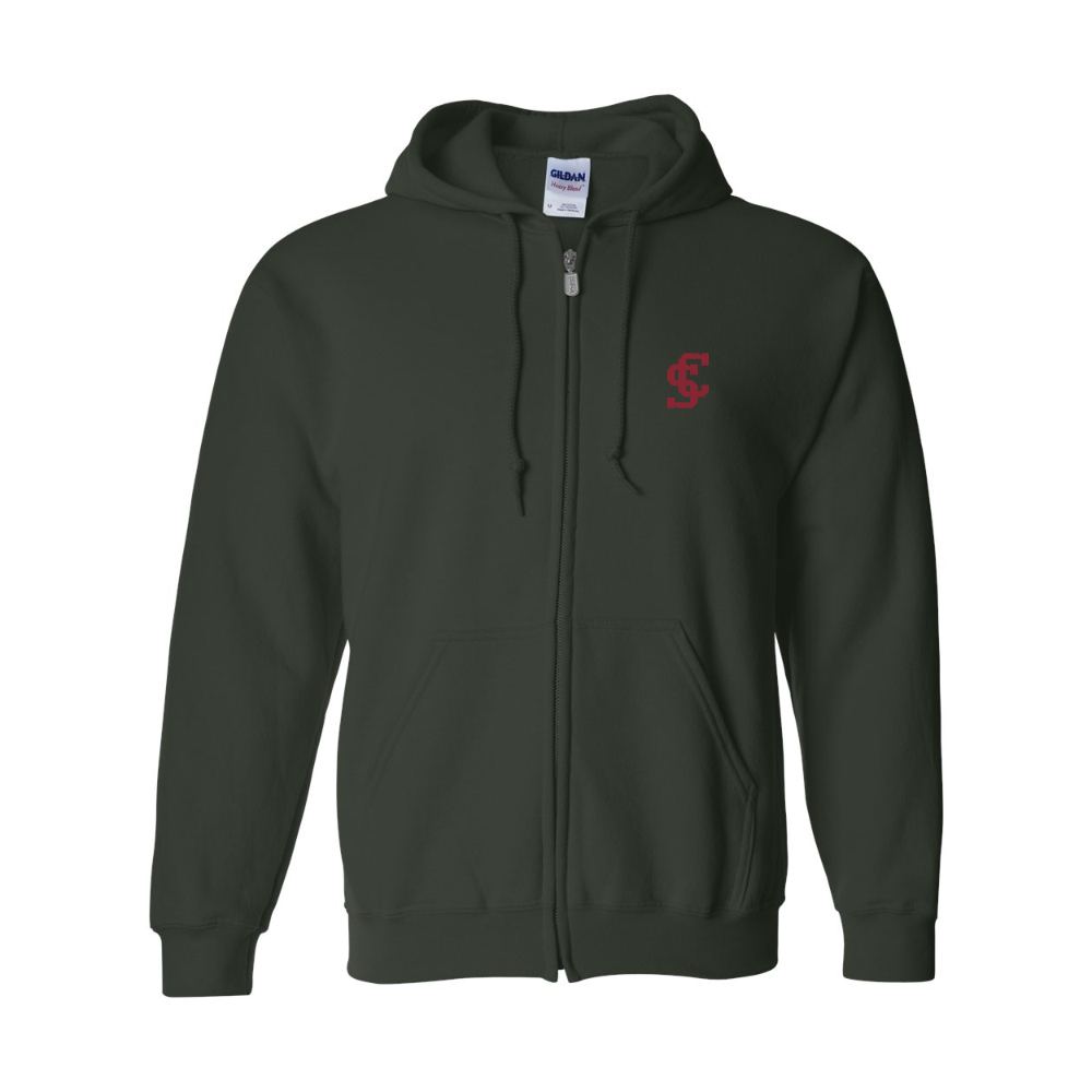Men's Santa Clara Broncos Logo Gildan  Heavy Blend Full Zip Hooded Sweatshirt