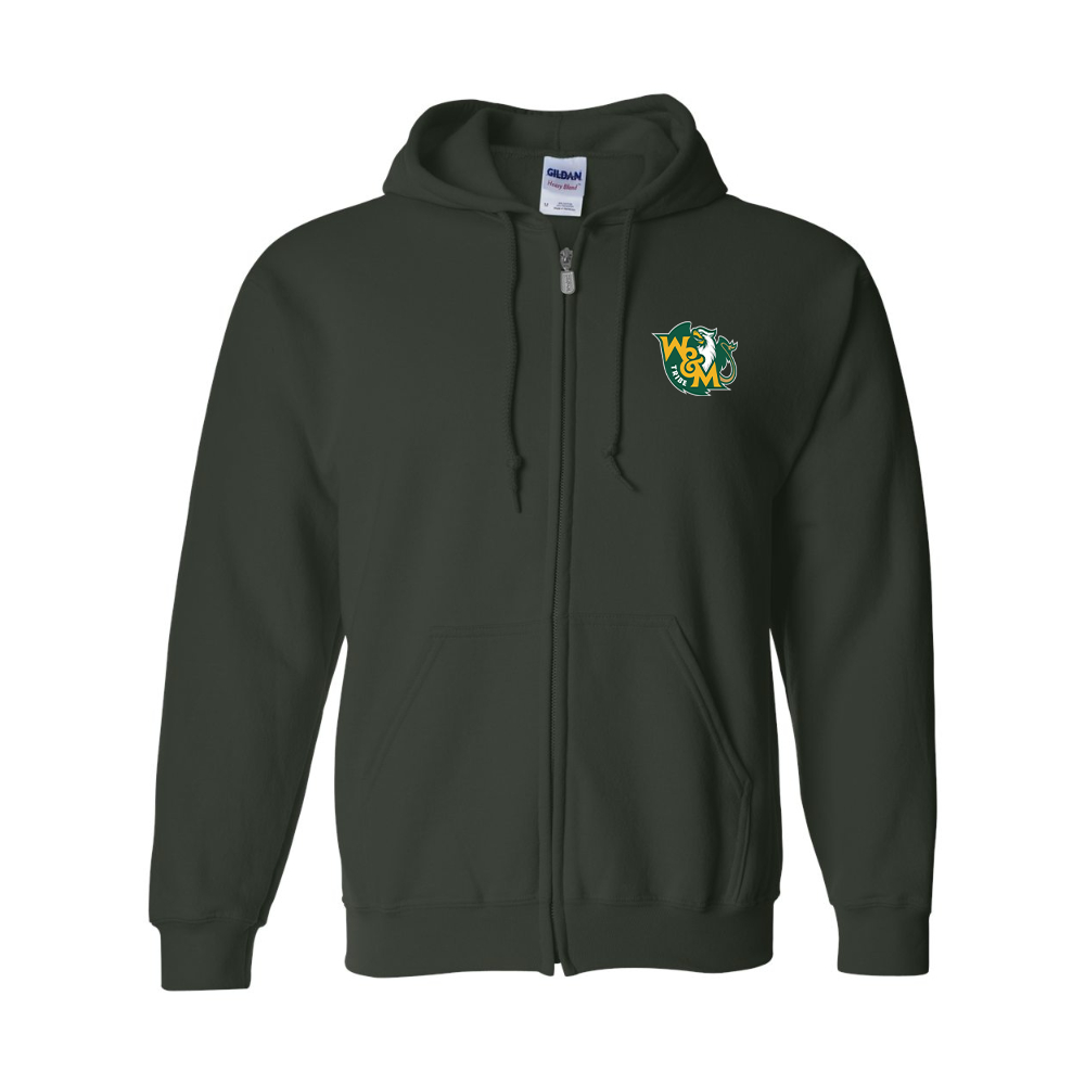 Men's William and Mary Tribe Gildan  Heavy Blend Full Zip Hooded Sweatshirt