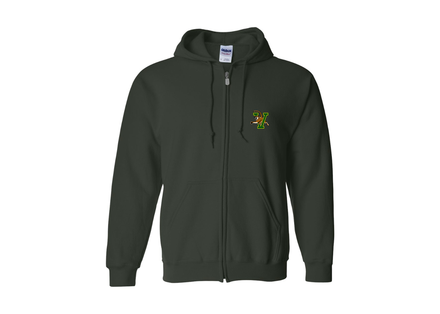 Men's Vermont Catamounts Gildan  Heavy Blend Full Zip Hooded Sweatshirt