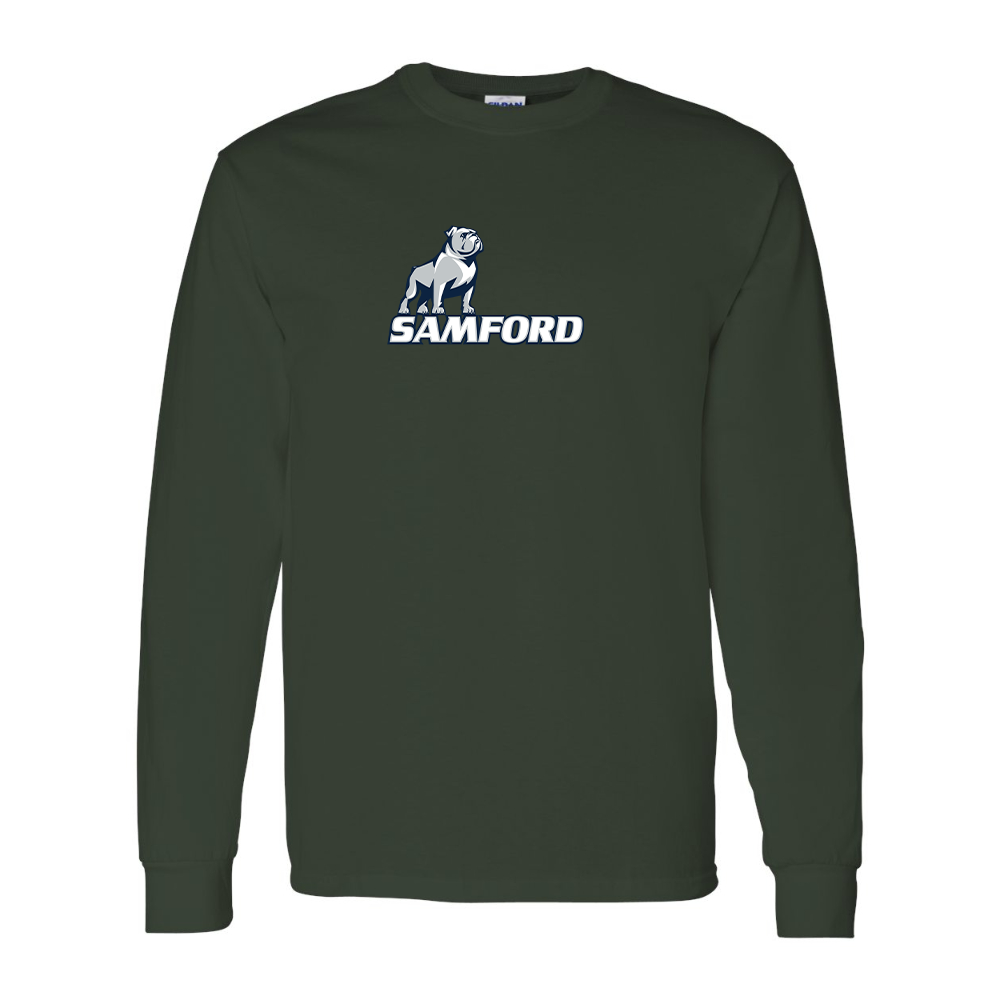 Men's Samford Bulldogs Logo Gildan Heavy Cotton Long Sleeve T-Shirt