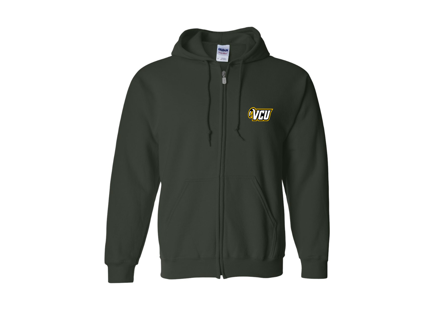 Men's Virginia Commonwealth Rams Gildan  Heavy Blend Full Zip Hooded Sweatshirt