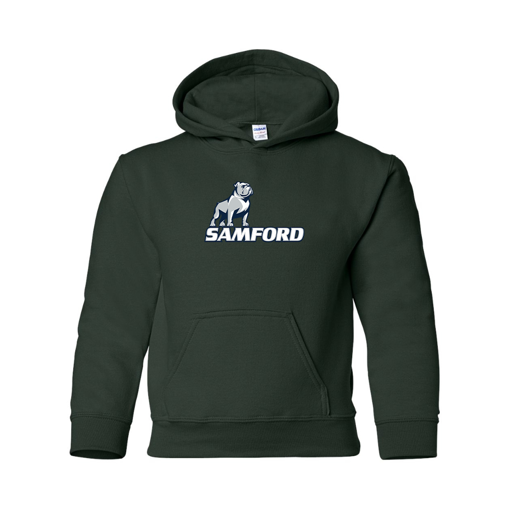 Youth Samford Bulldogs Logo Gildan Heavy Blend  Hooded Sweatshirt