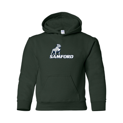 Youth Samford Bulldogs Logo Gildan Heavy Blend  Hooded Sweatshirt