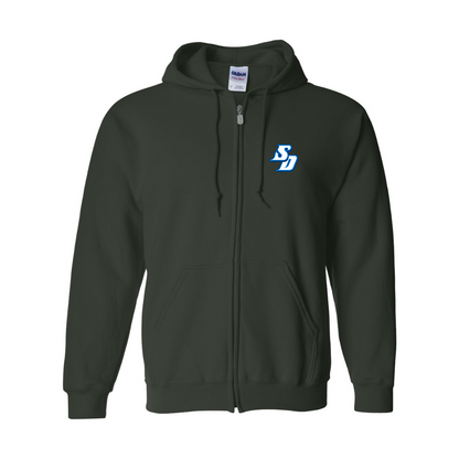 Men's San Diego Toreros Logo Gildan  Heavy Blend Full Zip Hooded Sweatshirt