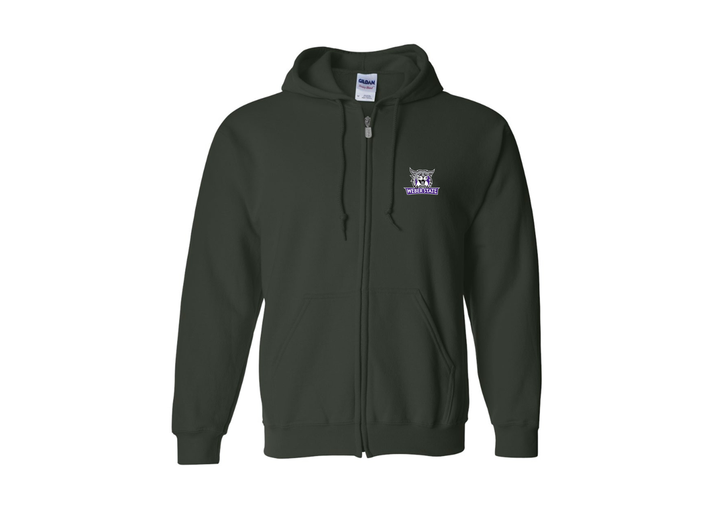 Men's Weber State Wildcats Gildan  Heavy Blend Full Zip Hooded Sweatshirt