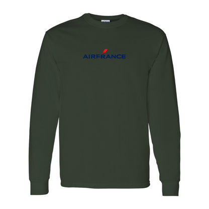 Men's Air France Logo Gildan Heavy Cotton Long Sleeve T-Shirt