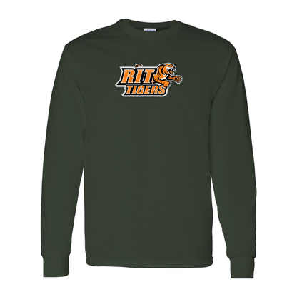 Men's RIT Tigers Logo Gildan Heavy Cotton Long Sleeve T-Shirt
