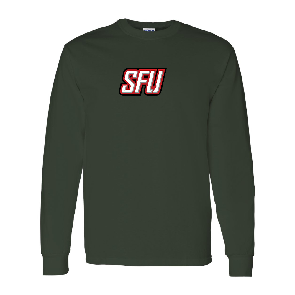 Men's Saint Francis Red Flash Logo Gildan Heavy Cotton Long Sleeve T-Shirt