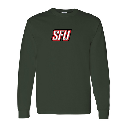 Men's Saint Francis Red Flash Logo Gildan Heavy Cotton Long Sleeve T-Shirt