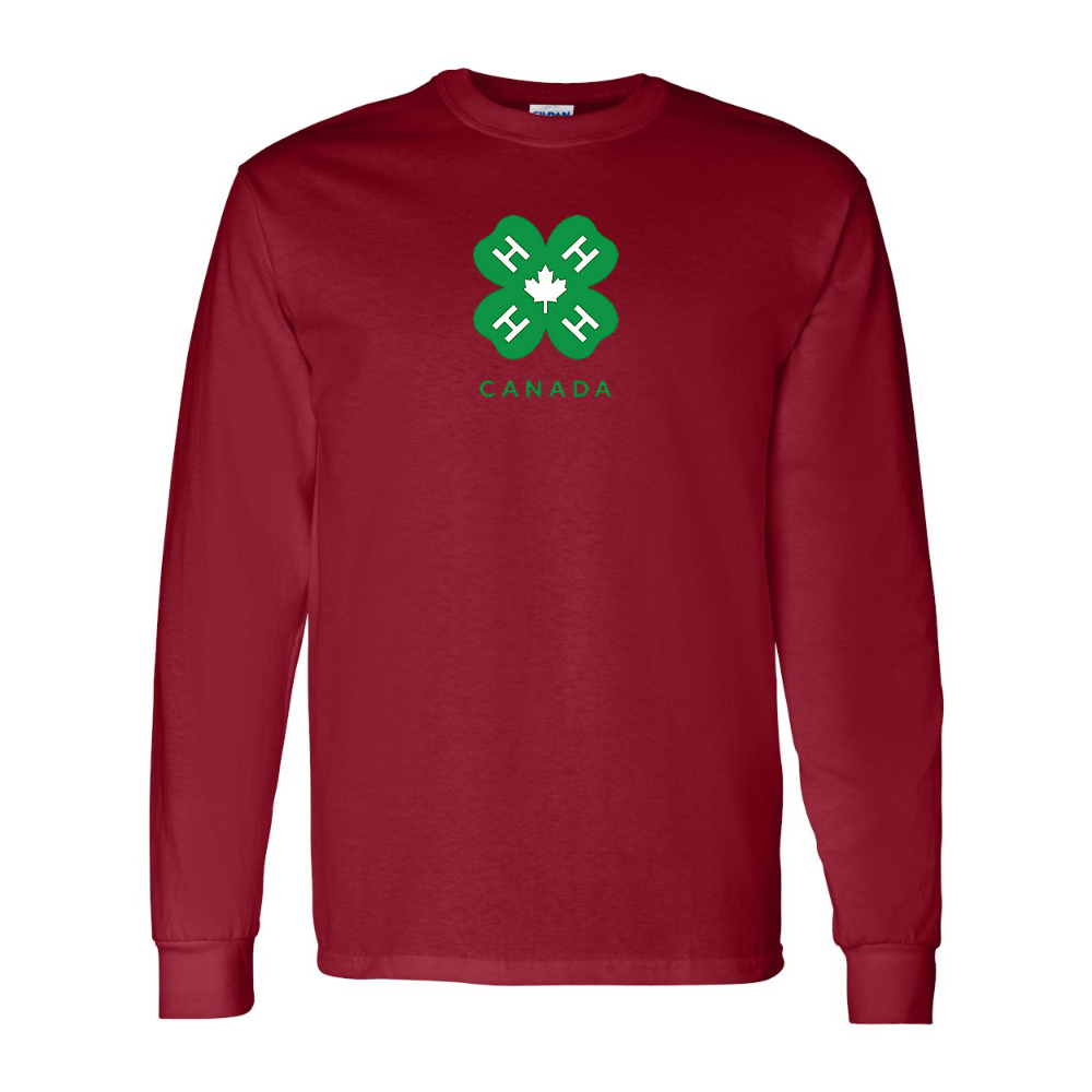 Men's 4H Canada Logo Gildan Heavy Cotton Long Sleeve T-Shirt