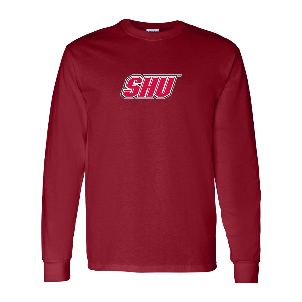 Men's Sacred Heart Pioneers Logo Gildan Heavy Cotton Long Sleeve T-Shirt