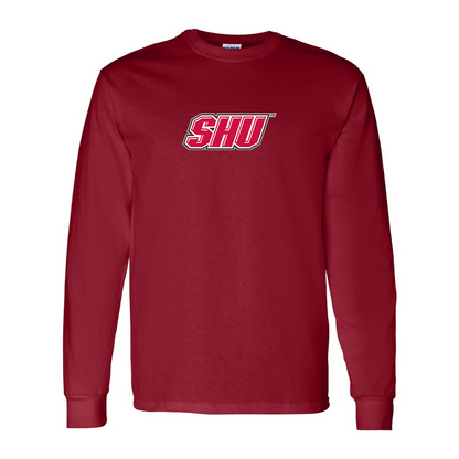 Men's Sacred Heart Pioneers Logo Gildan Heavy Cotton Long Sleeve T-Shirt