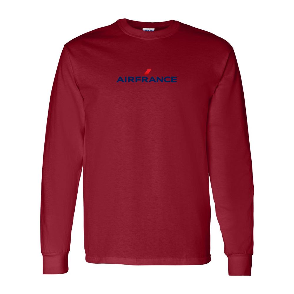 Men's Air France Logo Gildan Heavy Cotton Long Sleeve T-Shirt