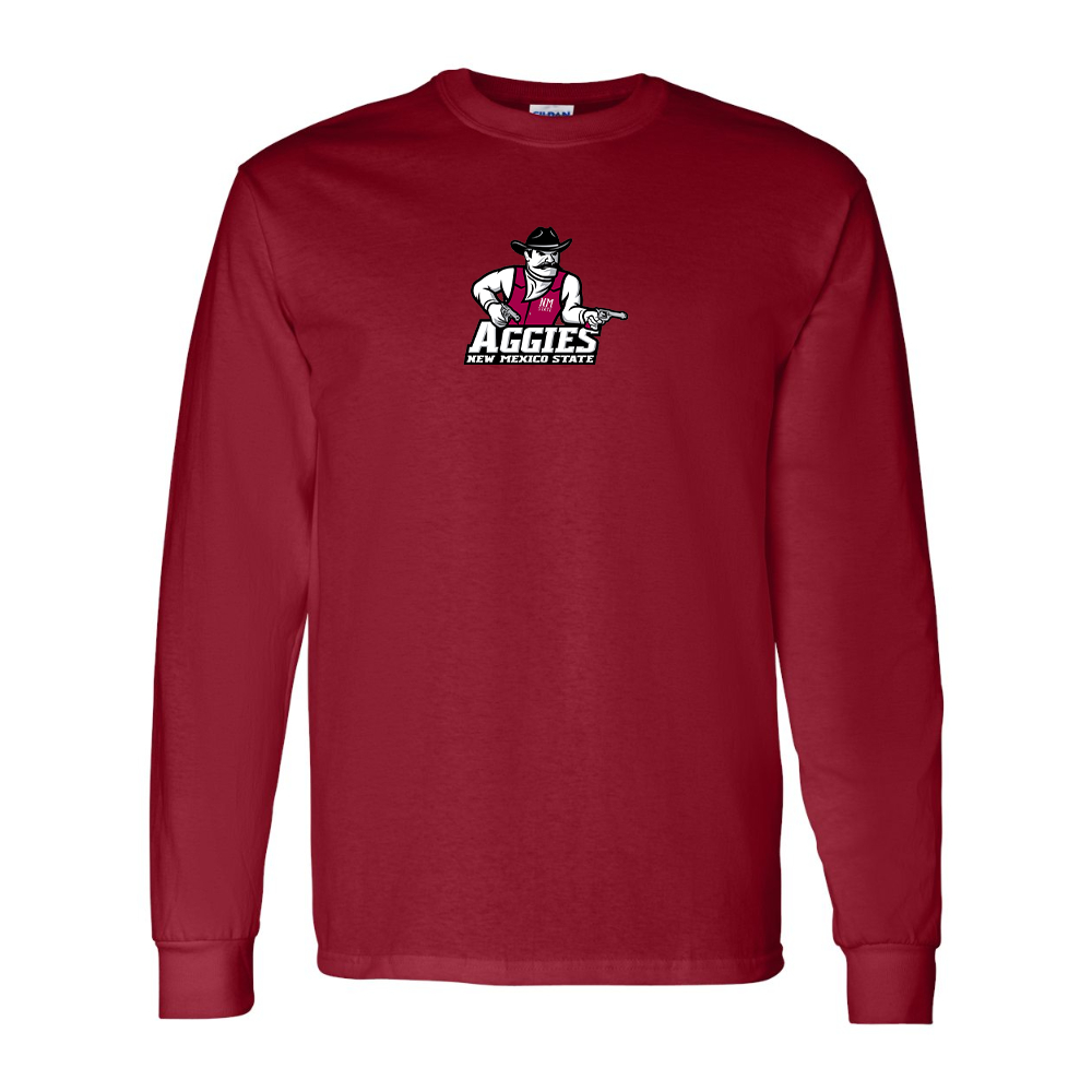Men's Aggies New Mexico State Logo Gildan Heavy Cotton Long Sleeve T-Shirt