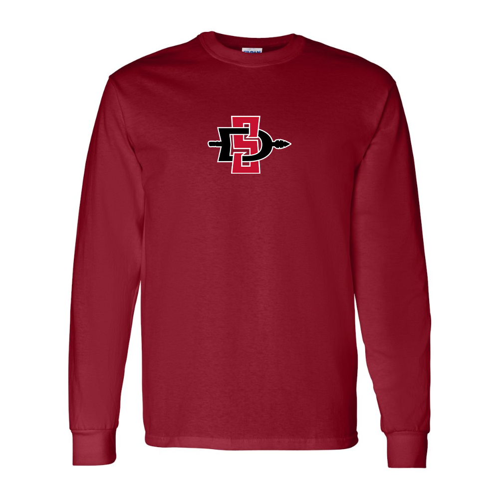 Men's San Diego State Aztecs Logo Gildan Heavy Cotton Long Sleeve T-Shirt