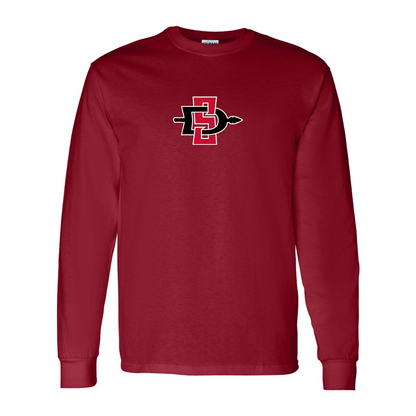 Men's San Diego State Aztecs Logo Gildan Heavy Cotton Long Sleeve T-Shirt