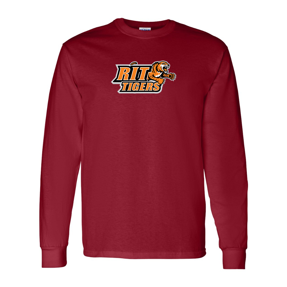 Men's RIT Tigers Logo Gildan Heavy Cotton Long Sleeve T-Shirt