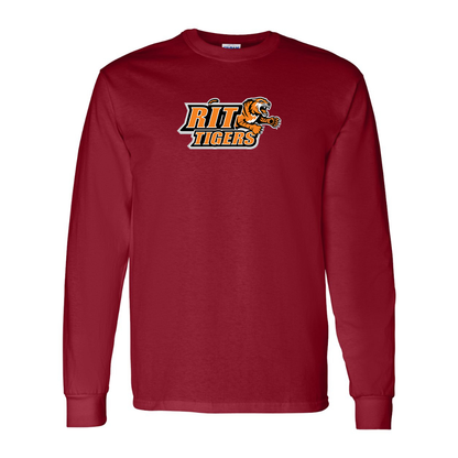 Men's RIT Tigers Logo Gildan Heavy Cotton Long Sleeve T-Shirt