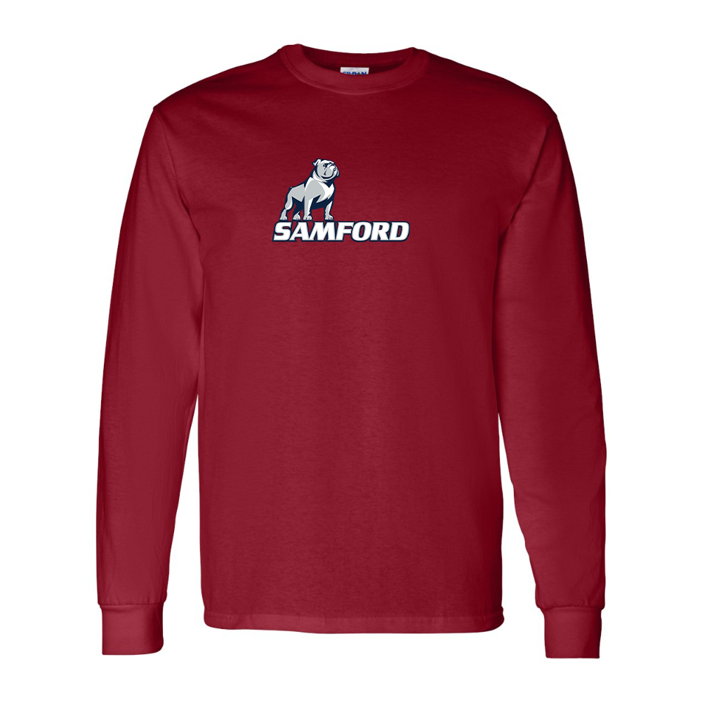 Men's Samford Bulldogs Logo Gildan Heavy Cotton Long Sleeve T-Shirt