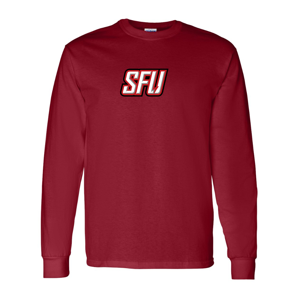 Men's Saint Francis Red Flash Logo Gildan Heavy Cotton Long Sleeve T-Shirt