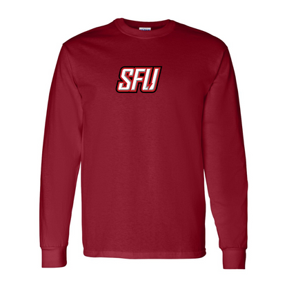 Men's Saint Francis Red Flash Logo Gildan Heavy Cotton Long Sleeve T-Shirt