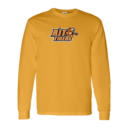 Men's RIT Tigers Logo Gildan Heavy Cotton Long Sleeve T-Shirt