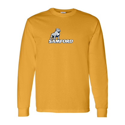 Men's Samford Bulldogs Logo Gildan Heavy Cotton Long Sleeve T-Shirt