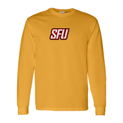 Men's Saint Francis Red Flash Logo Gildan Heavy Cotton Long Sleeve T-Shirt