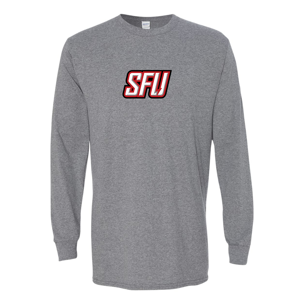 Men's Saint Francis Red Flash Logo Gildan Heavy Cotton Long Sleeve T-Shirt
