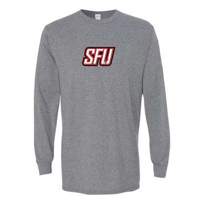 Men's Saint Francis Red Flash Logo Gildan Heavy Cotton Long Sleeve T-Shirt